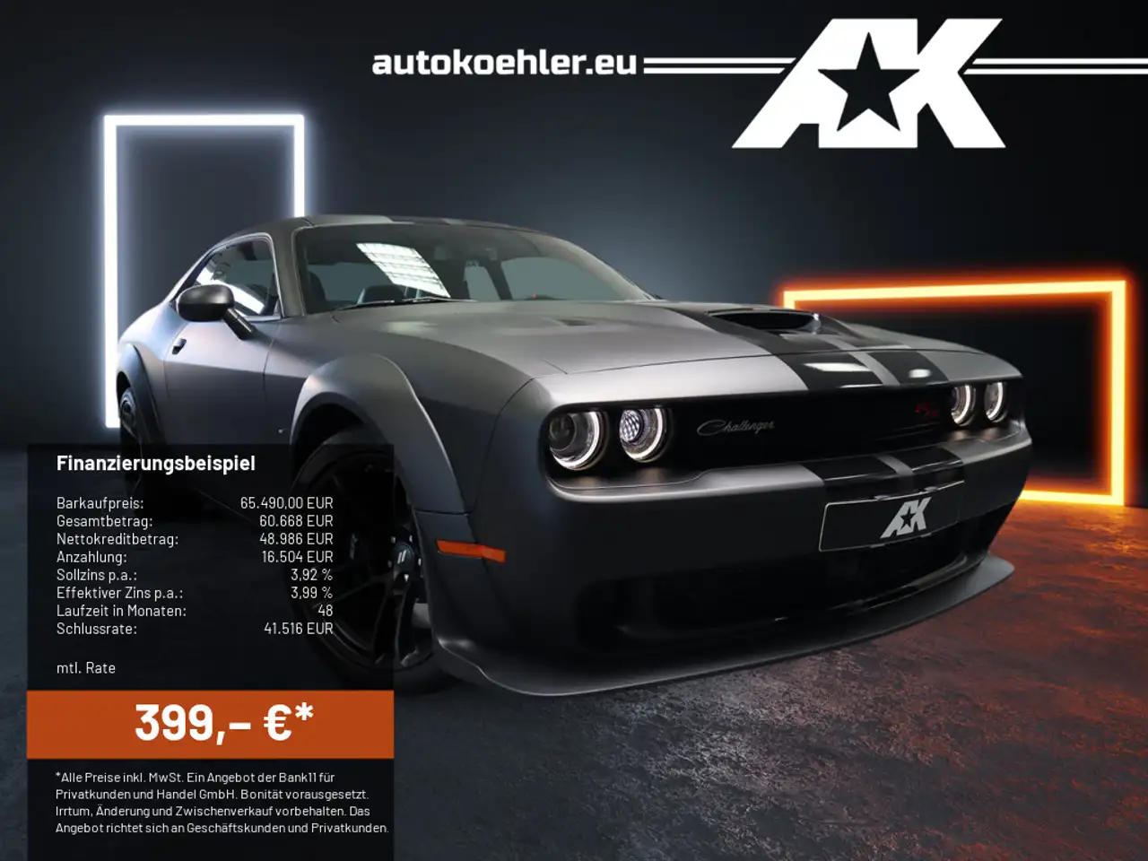 ChallengerR/T 6.4 L ScatPack WideBody, Matt Black