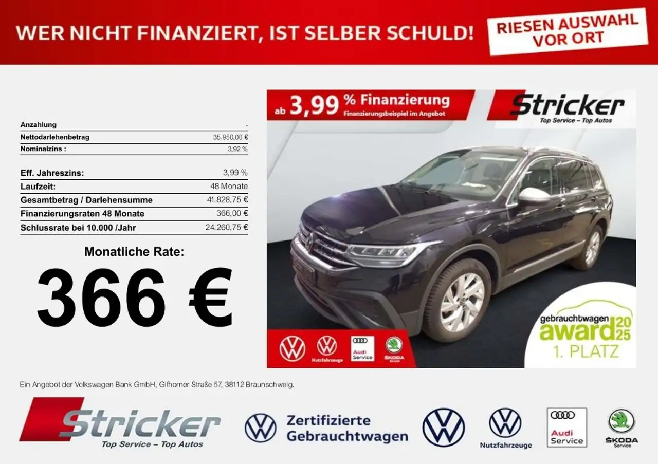 Tiguan AllspaceLife 2.0TDI DSG 311,-ohne Anzahlung AHK 7-Sitzer