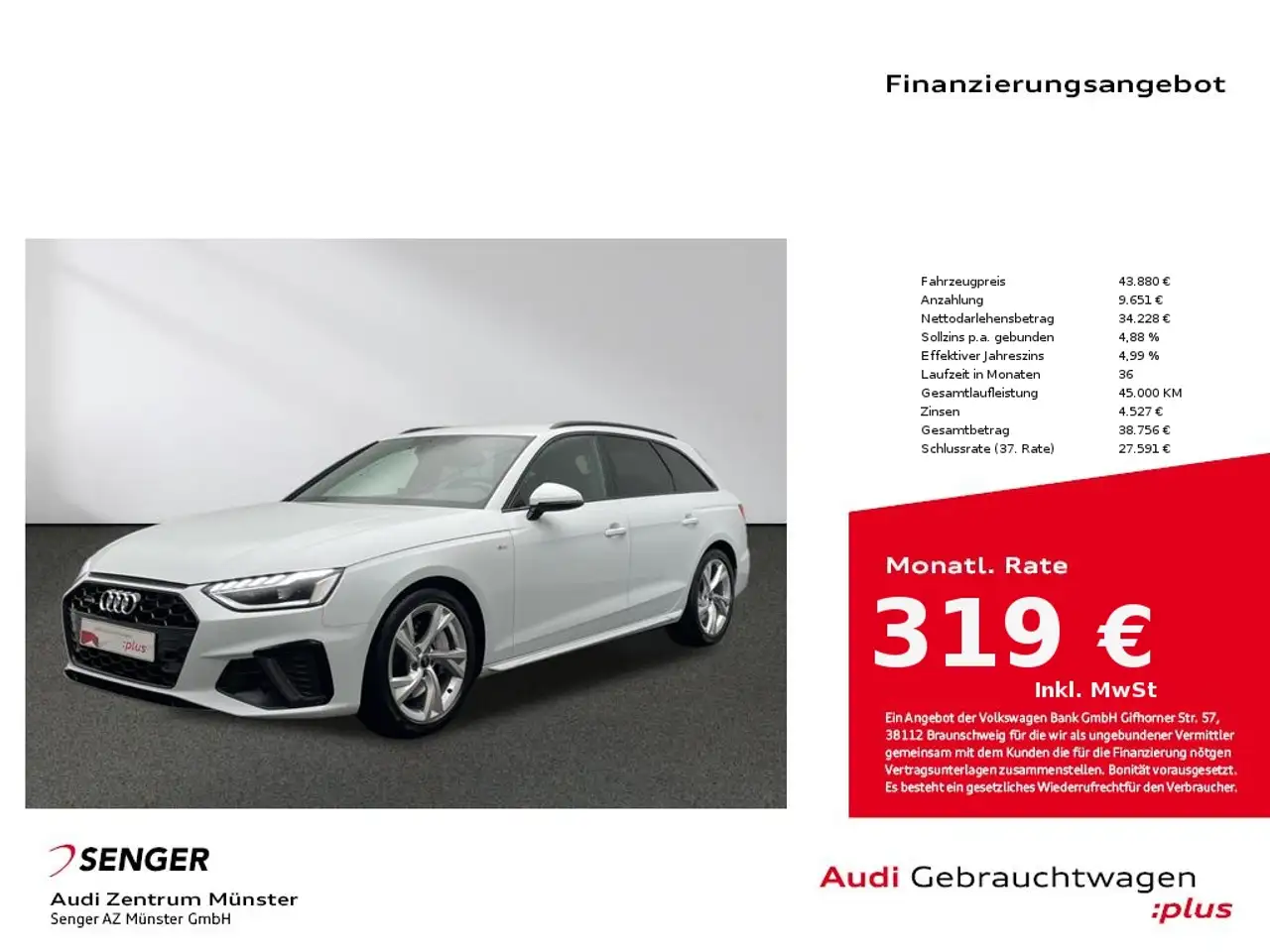A4Avant 45 TFSI quattro S line MMI LED AHK
