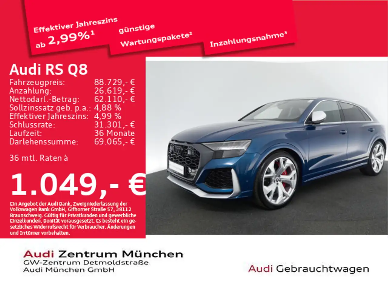 RS Q8TFSI qu. Dynamik+/Keramik/Pano/AHK/B&Oadv