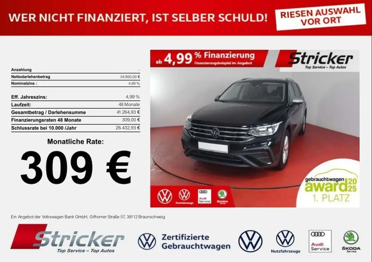 Tiguan AllspaceLife 1.5TSI DSG 304,-ohne Anzahlung Kamera ACC 7-