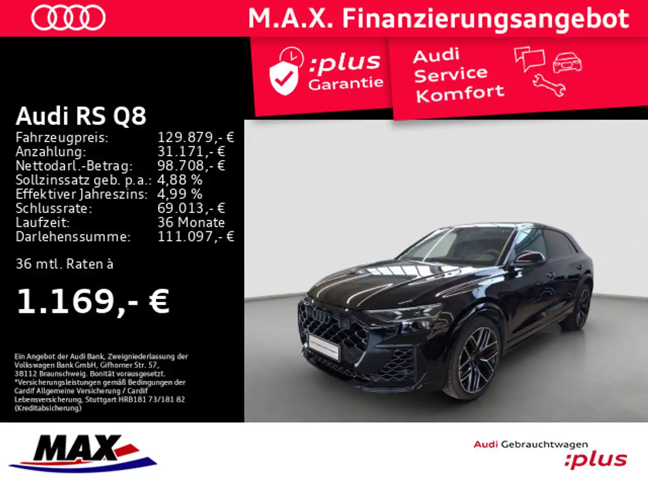 RS Q8RSQ8 4.0 TFSI quattro MATRIX LED+PANO+360°+AHK+